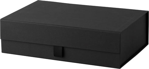 Purple Q Crafts Black Ribbed Hard Gift Box With Magnetic Closure Lid 14" x 9" x 4" Rectangle Favor Boxes With Classy Black Finish (1 Box) by Purple Q Crafts