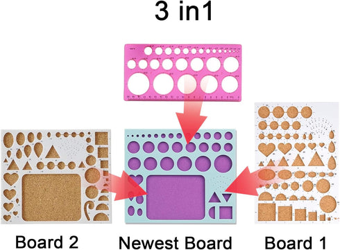 YURROAD 3 in 1 Paper Quilling Template Board - DIY Tool with Pins Quilling Knitting Board Cork Shape Mold