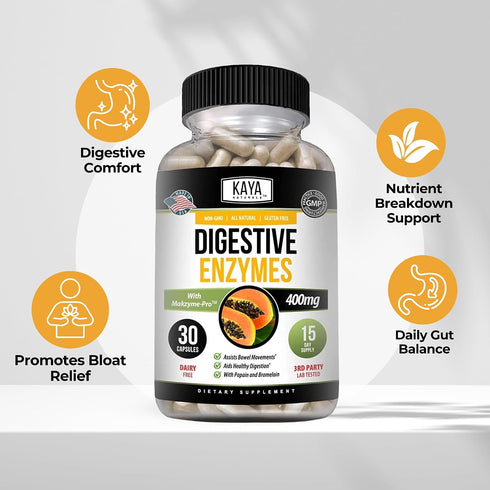 Immune 30 Kaya Naturals Digestive Enzymes with Prebiotics & Probiotics - Constipation & Bloating Relief Pills for Women