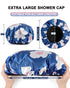 YIZIJIZI Terry Lined Shower Cap, Triple Layer Large Reusable Waterproof Cap for Long Thick Hair, Blue