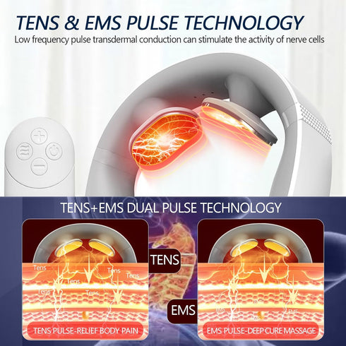 INSHUEY Neck Massager for Pain Relief with Heat Portable Electric Pulse Deep Tissue Trigger Point Cervical Massager