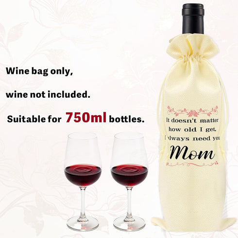 Rose Gifts for Mom,Wine Bag Mom Gifts for Mothers Day Birthday from Daughter Son,Mama Mother Wine Lovers Accessories