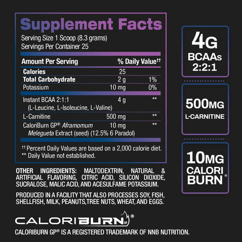 BPI Sports Best BCAA Shredded, Thermogenic Recovery Drink, Caffeine Free, Snow Cone Flavor, 25 Serving
