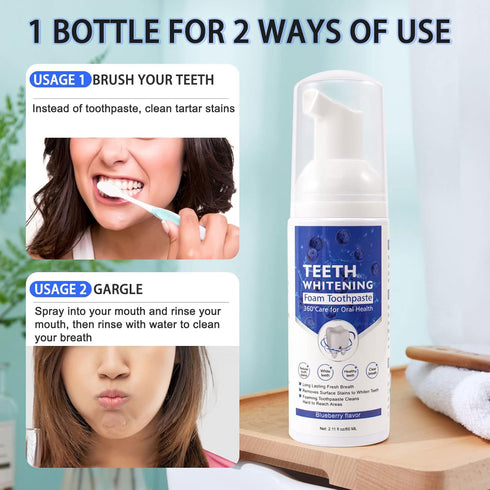 Teeth Whitening Toothpaste with Fluoride - Ultra-fine Mousse Foam for Deep Cleaning and Stain Removal