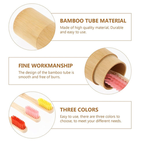 Healifty Bamboo Toothbrush Holder - Portable Wood Cover for Disposable Travel Toothbrushes, Rustic Organizer Kit