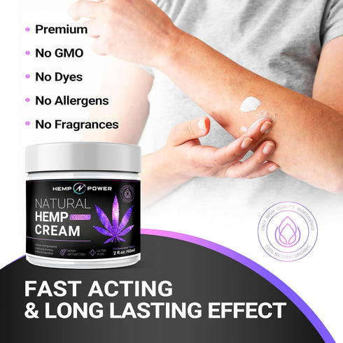 HEMP POWER Joint Muscle Relief Cream with Hemp, Menthol, MSM & Arnica for Back, Muscles, Joints (2 Fl Oz)
