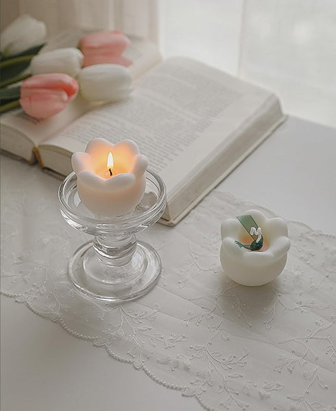 T-shin Candle,80G Lily of The Valley Shaped Scented Aesthetic Flower Shaped Soy Wax Aroma Decorative Candle for Table