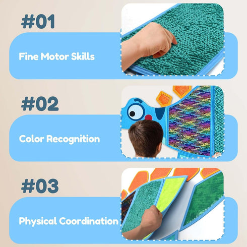 Srichly Texture-Packed (Dinosaur-1) Sensory Wall Panel for Kids, Sensory Mats for Playroom Wall Decor, Tactile Sensory