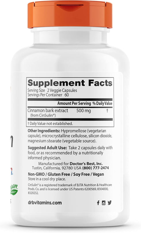 Doctor's Best Cinnamon Extract with Cinsulin 250 mg 120 Veg Caps