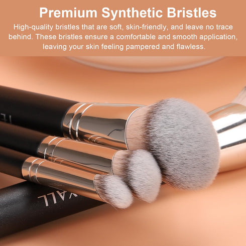 TEOYALL Foundation Contour Conceal Brush Set, 3PCS Angled Synthetic Kabuki Brushes for Blending