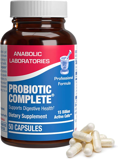 Probiotics for Digestive Health - 50 Capsules - 15 Billion Live Active Cells for Men and Women
