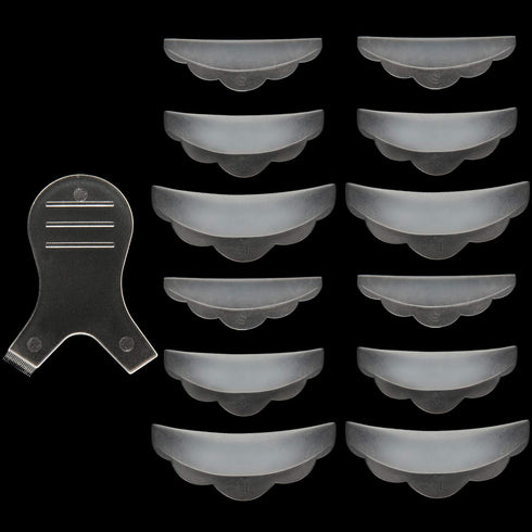 Silicone Eyelash Perming Tool Set, 13 Pieces, Includes 6 Pairs Curler Pads and Lash Y Brush
