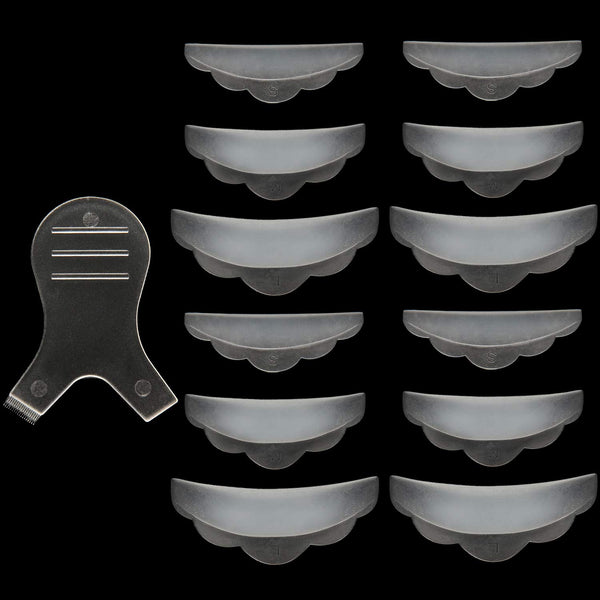 Silicone Eyelash Perming Tool Set, 13 Pieces, Includes 6 Pairs Curler Pads and Lash Y Brush