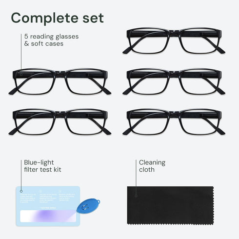 Gaoye Professional Reading Glasses for All Day Use - Computer Readers with Blue Light Protection Value Pack