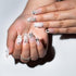 Short Coffin Press on Nails Hand Painted Streamer Fake Nails With Glue Handmade Acrylic False Nails With 3D Butterfly Diamond 10pcs/Box White Nails Press ons For Women Girls Summer Nails(XS)