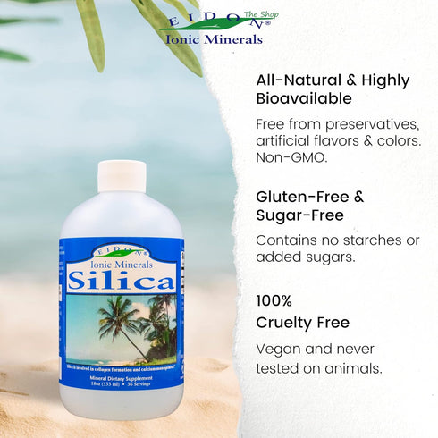 Eidon Ionic Minerals Liquid Silica Mineral Concentrate, 18 oz, for Hair, Skin, Nails
