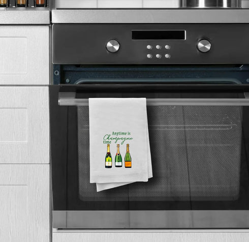PXTIDY Champagne Dish Towel, Engagement Gift or Housewarming Party Tea Towel, Anytime Is Champagne Time