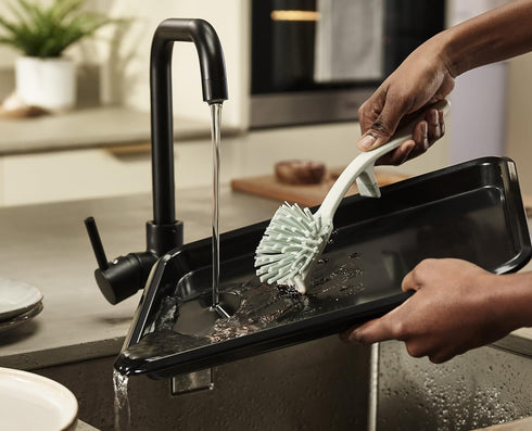 Joseph Joseph Edge Dish Brush with Sink Rest in Light Stone and Sage