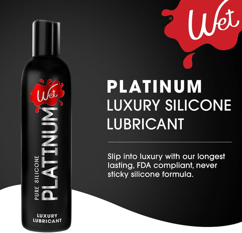 Wet Platinum Silicone-Based Personal Lubricant, Ultra Smooth, Waterproof Formula, 4.2 fl oz