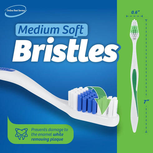 100 Pack Standard Classic Medium Soft Toothbrush - Bulk Individually Wrapped