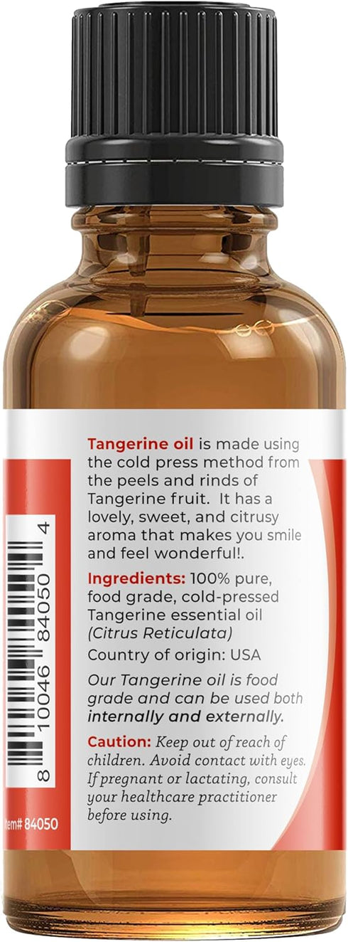 Viva Doria 100% Pure Tangerine Essential Oil, Undiluted, Food Grade, Cold Pressed, Made in USA, 30 mL