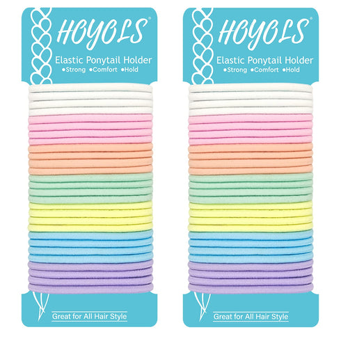 HOYOLS No Metal Hair Elastics Bands, 56 Count Assorted Baby Ponytail Holders for Girls Women Thick Hair Accessories
