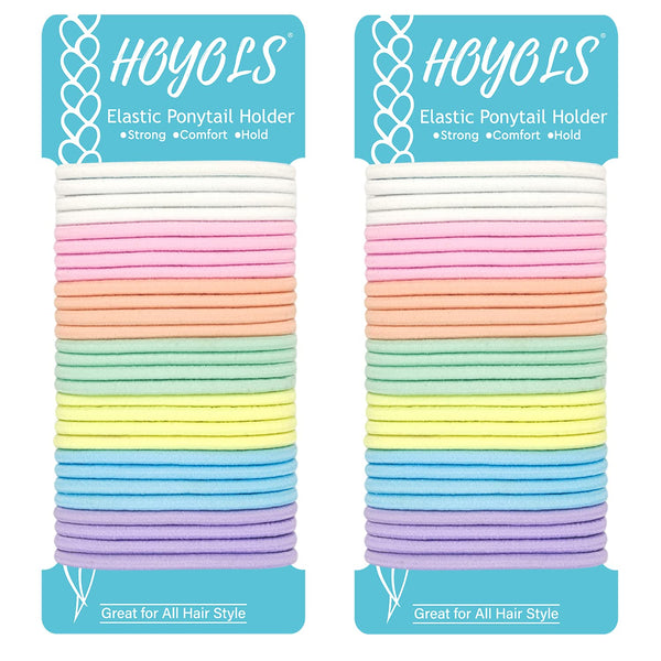 HOYOLS No Metal Hair Elastics Bands, 56 Count Assorted Baby Ponytail Holders for Girls Women Thick Hair Accessories