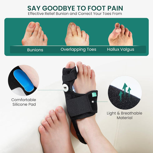 Welnove Bunion Corrector – Orthopedic Bunion Splint, Big Toe Separator Pain Relief for Women & Men, 2 Count