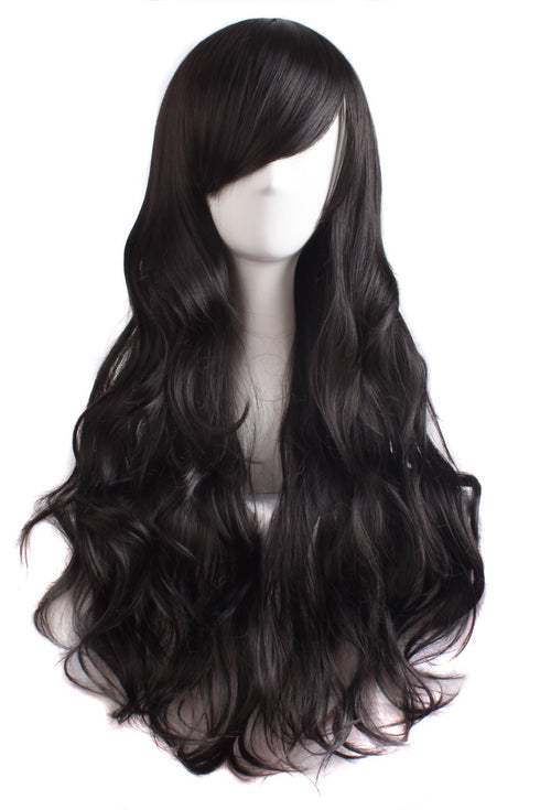 MapofBeauty 28 Inch Women's Long Curly Full Hair Wig, Black