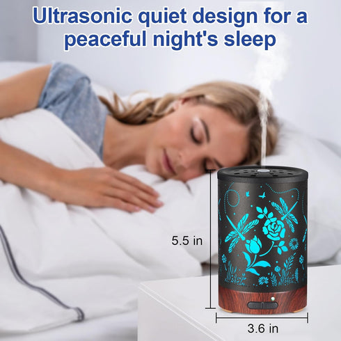 with7 Essential Oil Diffuser- Aromatherapy Diffuser Colors Light and Auto-Off for Women Metal Cool Mist Humidifier
