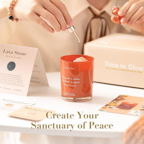 Set, for Mom Aromatherapy Bracelet & Crystal Candle Luxury Relaxation Pamper Gift Box from Daughter, Son or Husband