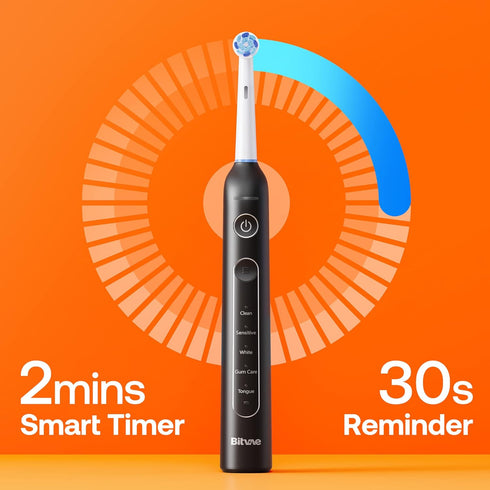 Bitvae R2 Rotating Electric Toothbrush for Adults, 8 Brush Heads, 5 Modes, Black