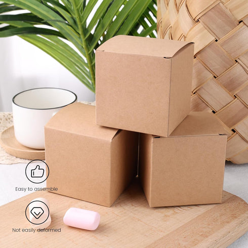 VGOODALL 50PCS Mini Gift Boxes, Tiny Brown Cardboard Favor Boxes for Wedding Birthday Party Bridal Shower Treats