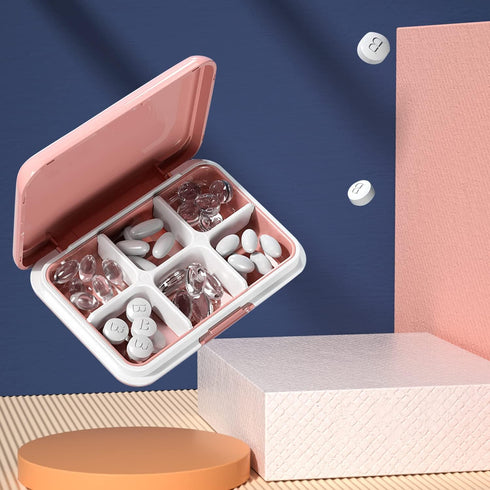 Daily Pill Organizer, Dtouayz Travel Pill Case - Waterproof 6 Compartment Medicine Holder for Vitamins and Supplements