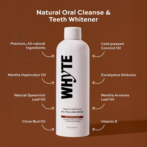 WHYTE Coconut Oil Pulling Mouthwash for Teeth Whitening & Gum Health (Cinnamon)