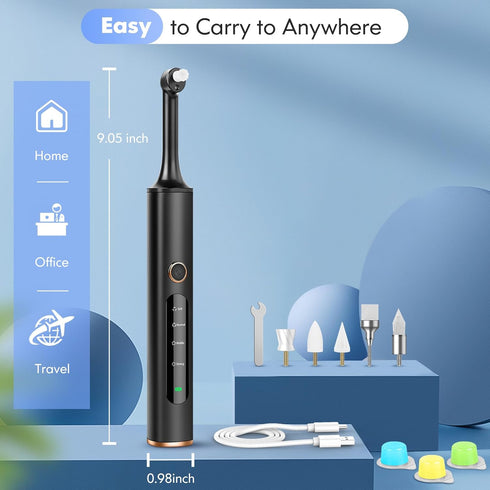 Tooth Polisher, Rechargeable Electric Whitening Kit for Daily Teeth Whitening and Cleaning, 3 Polish Pastes, 5 Brush