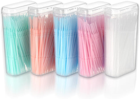 500pcs Double Head Dental Floss Interdental Brush - 2-in-1 Disposable Plastic Multicolor Dental Picks