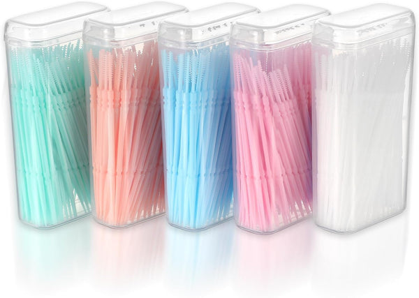 500pcs Double Head Dental Floss Interdental Brush - 2-in-1 Disposable Plastic Multicolor Dental Picks