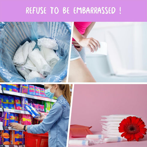 Sanitary Napkin Disposal Bags: 100 Pack Individually Wrapped Feminine Hygiene Bags for Privacy Protection, Pink