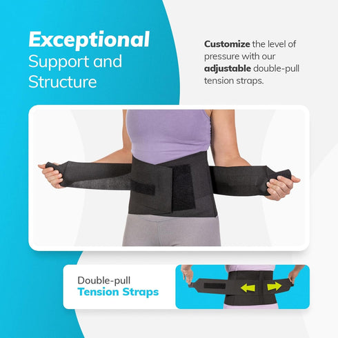 BraceAbility Elastic Low Back Brace - Compression Support Belt for Sciatica, Herniated Disc, Workouts, XL