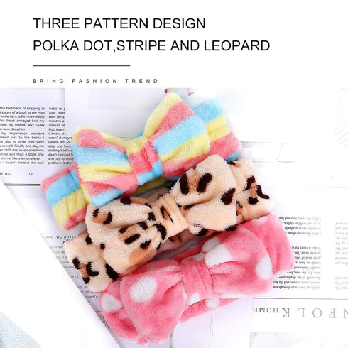 LADES Adjustable Soft Skincare Headband, Comfortable & Stretchy Fabric, Cute Patterns for Makeup