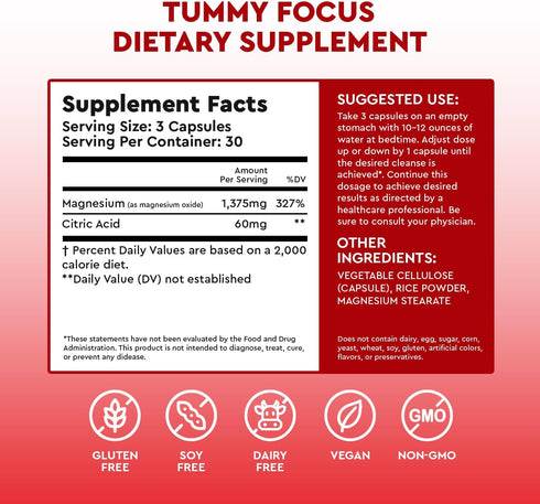 Tummy Ozonated JJ Smith Focus Digestive Cleanse Supplement with Oxygenated Magnesium Supports Digestion, Regularity