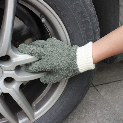 MIG4U Microfiber Dusting Gloves for House Cleaning, Washable Blind Cleaner Duster Tool (Gray, S/M)