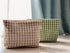 Khaki Gingham Cotton Makeup Bag: Cosmetic Travel Pouch with Zipper Closure and Bottom Organizer