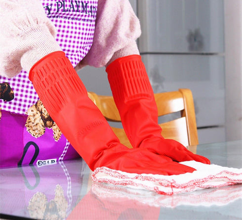 Rubber Cleaning Gloves, 3-Pairs Kitchen Dishwashing Gloves, Waterproof Reusable, Small