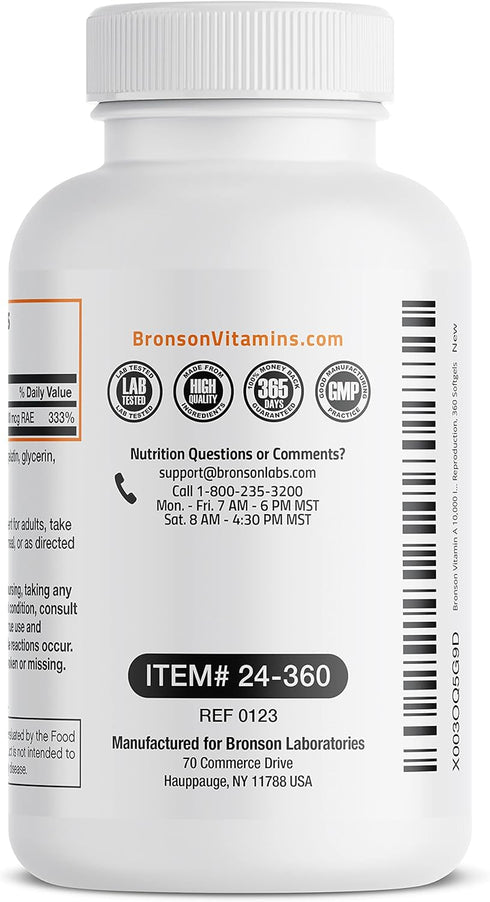 Bronson Vitamin A 10,000 IU Premium Non-GMO Formula - Supports Healthy Vision, Immune System, Growth & Reproduction,