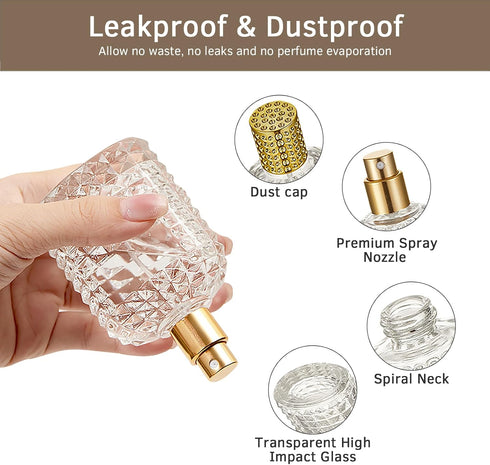 2 Pack 50ml Refillable Spray Perfume Bottles, Portable Clear Atomizer, Travel Perfume Dispenser
