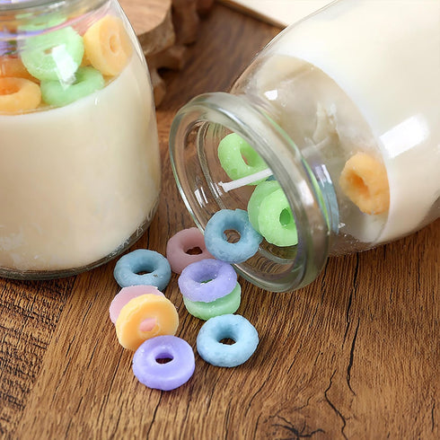 T-shin Jar,230G Pudding Cup Donut Shape Scented Candle Glass Perfume Floral Soy Wax Aesthetic Decorative Aroma Candle