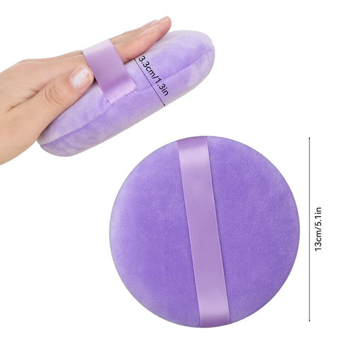 Large Size Powder Puff, 5 Inches Ultra Soft Velour Round Makeup Sponge Applicator for Face Cleaning