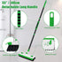 Xinran+ 3-in-1 Floor Scrub Brush with Long Handle, Scrape Scrubber Brush with Squeegee Stiff Bristle Deck Brush